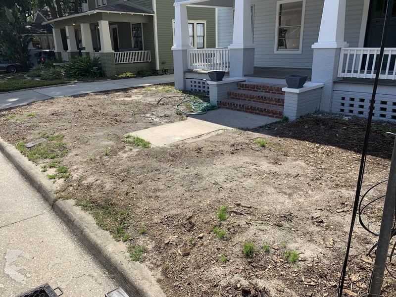 Historic-district front yard cleared and prepped for the install phase.
