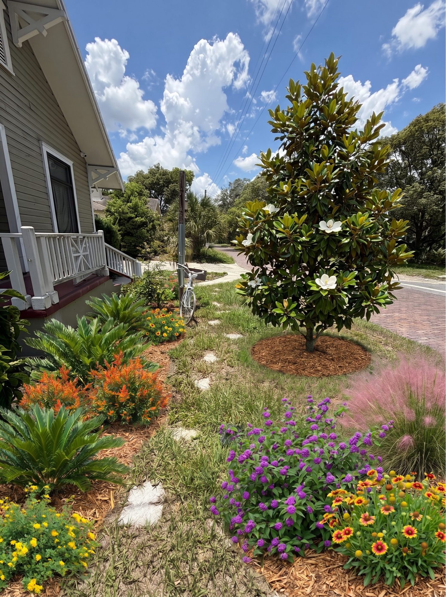 3D rendering of magnolia tree and pollinator bed